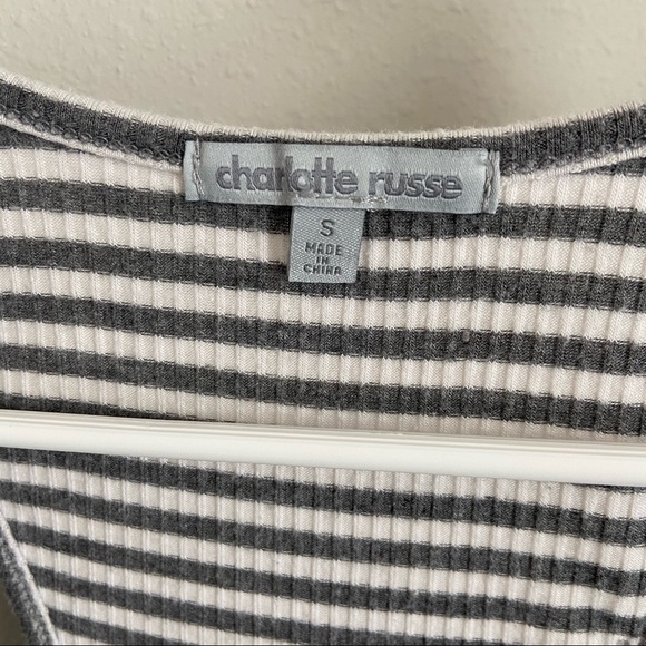 Charlotte Russe Size S White/Grey Striped Crop Top - Picture 3 of 3
